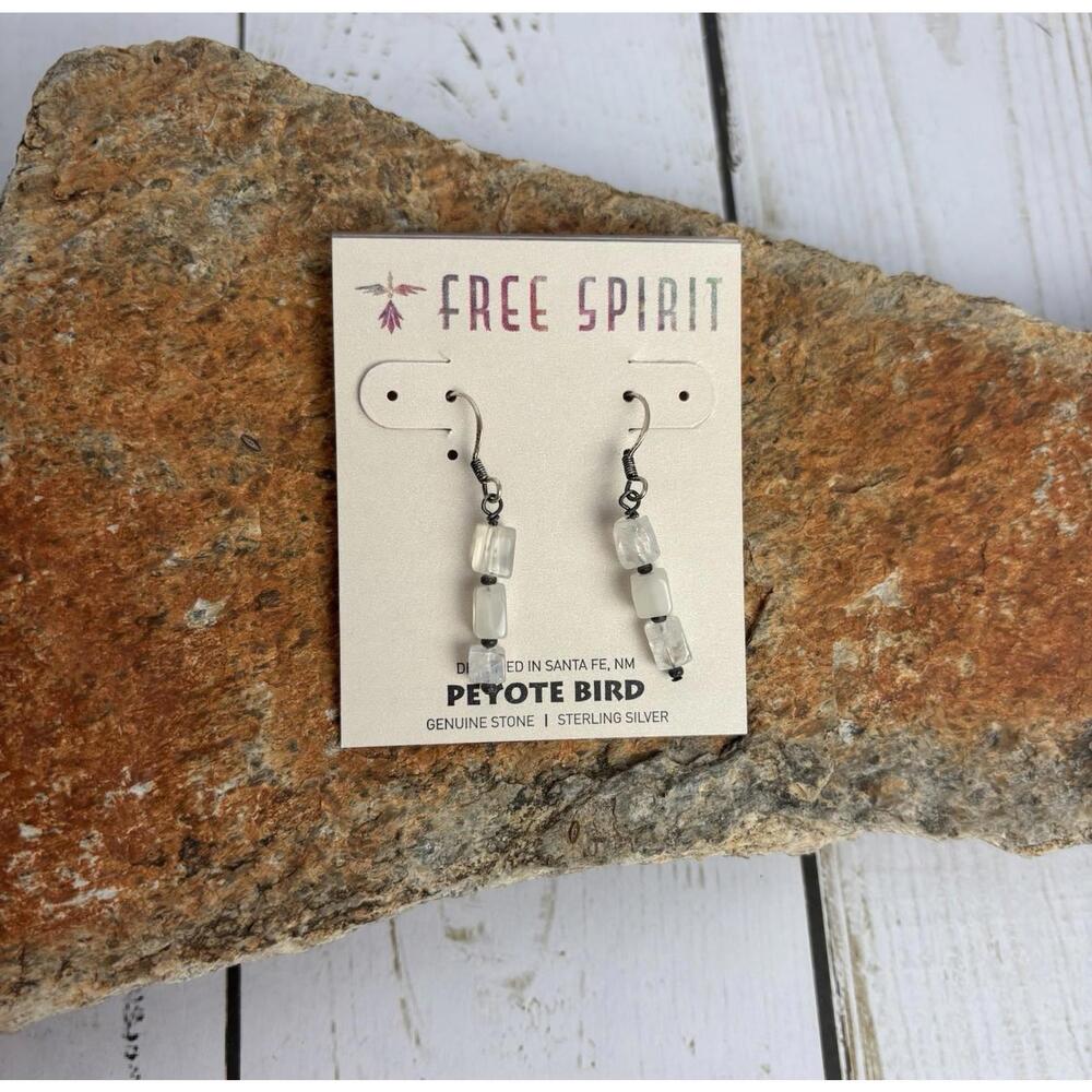 Peyote Bird Free Spirit Moonstone Sterling Silver Dangle Earrings J090